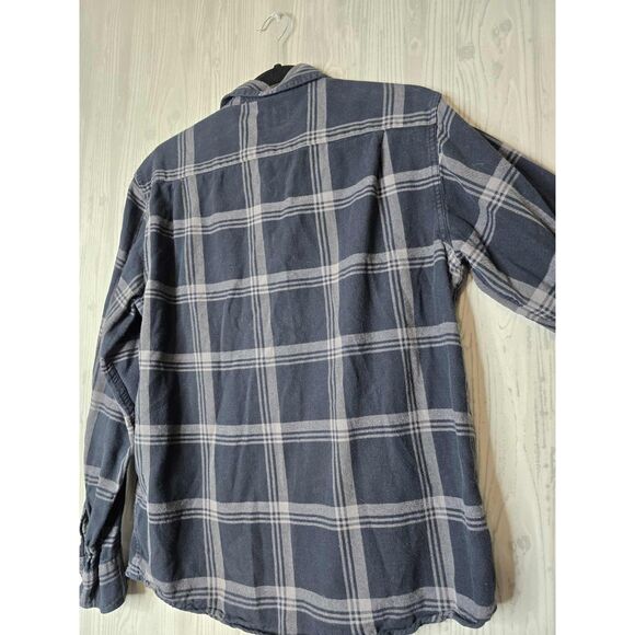 Wrangler Authentics Men’s Flannel Button-Up Shirt – Navy Gray Plaid (Size M) - Picture 3 of 6